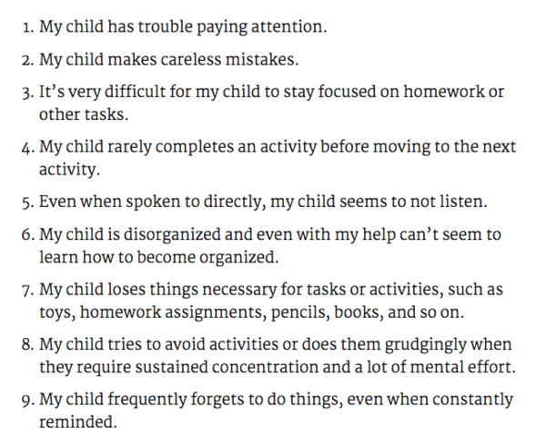 ADHD Check List!