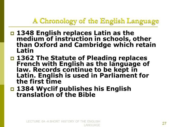 English replaces Latin