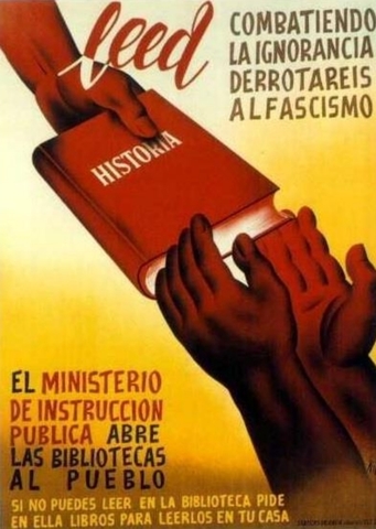 Cartel "Combatiendo la ignorancia derrotaréis al fascismo"