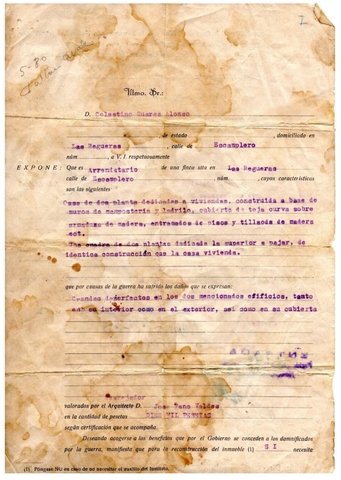 Informe de daños causados en una propiedad privada a causa de la guerra