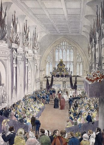 Visita de Napoleón III y la emperatríz Eugenia a Guildhall, Londres.