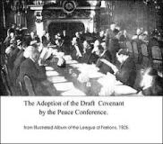 Draft of the covenant of the League of Nations is completed.