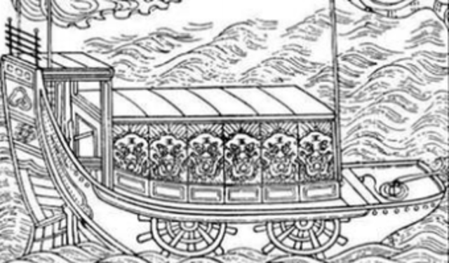 People powered paddle-wheel boat