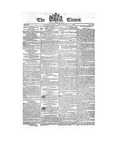 The first publication of “The Times” newspaper in London.