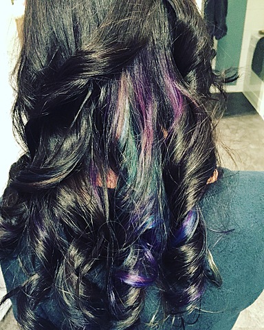 Erin had long hair and colored it blue and purple