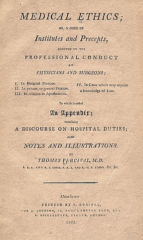 Publicación del Percival’s Medical Ethics