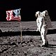 American flag on the moon