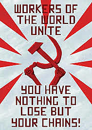 Stalin distributes communist propaganda