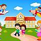 33366863 niños felices escuela de dibujos animados