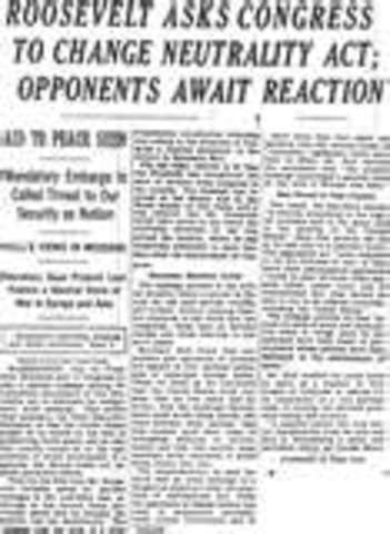 US begins passing Neutrality Acts