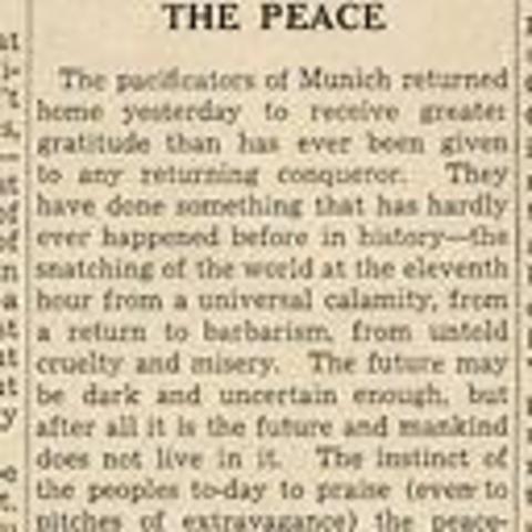 Munich Agreement; Sudetenland to Germany