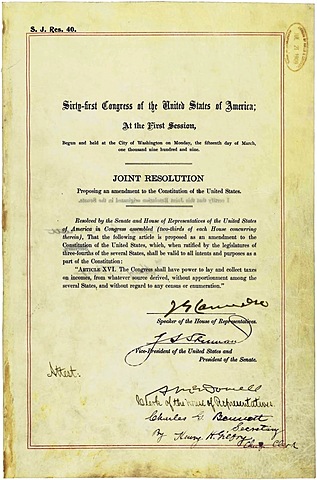 16th Amendment is ratified by Congress