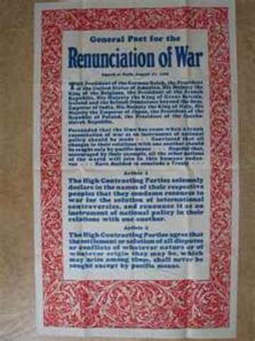 US and 61 other countries sign Kellogg-Briand Pact