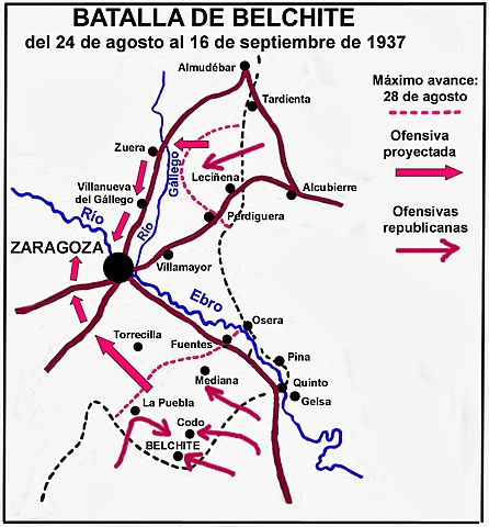 La ofensiva de Belchite en Aragón empieza