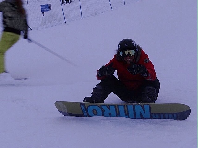 Snowboarding.