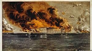 Confederate Troops Fire at Fort Sumter