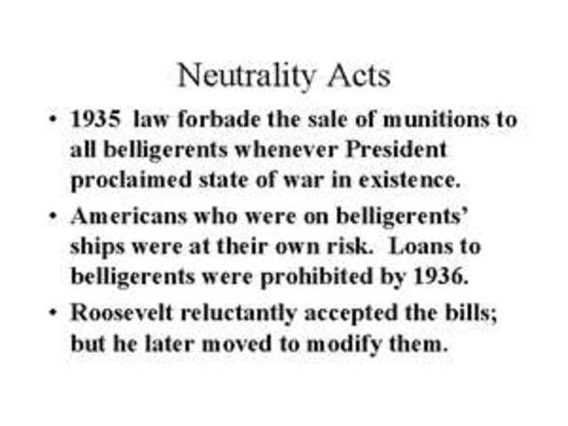 US begins passing Neutrality Acts