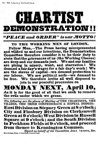 Over 3 million signatures were submitted for the Chartism cause, but it was rejected by the parliament. (Its History, 2015)