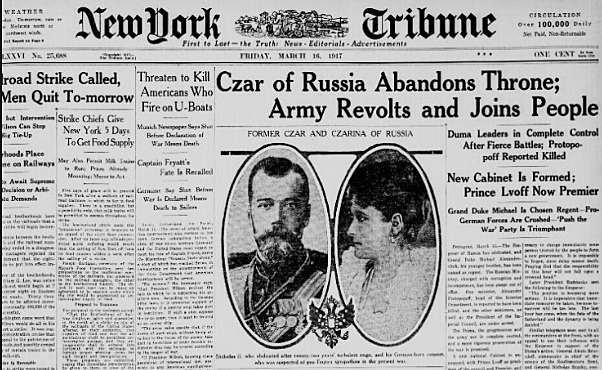 Abdication of Czar Nicholas II/est. of Provisional Government