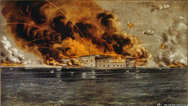 Confederate Troops Fire at Fort Sumter, South Carolina