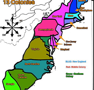 The 13 colonies are established