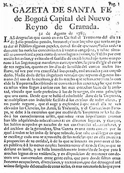 Primer periódico colombiano