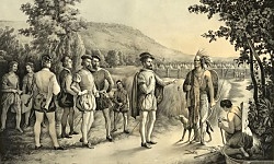 Jacques Cartier trades with the First Nations people of Newfoundland