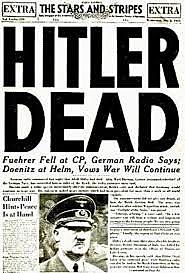mientras las fuerzas soviéticas se acercaban al búnker del comando en el centro de Berlín, Adolf Hitler se suicida.