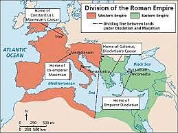 Roman Empire divided in 2 by Diocletian