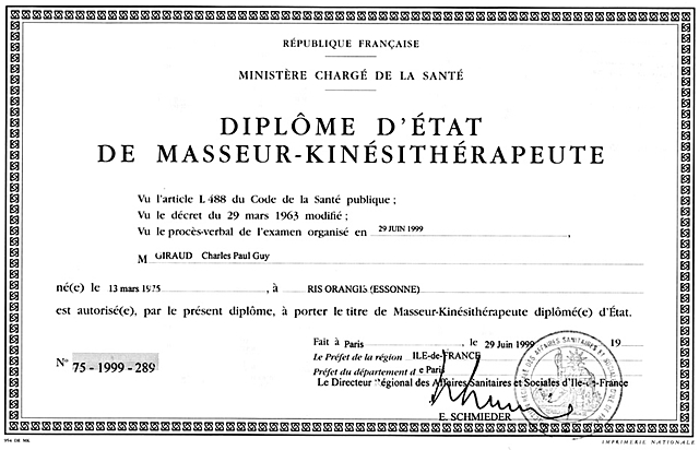 Reconnaissance du métier de masseur-kinésithérapeute