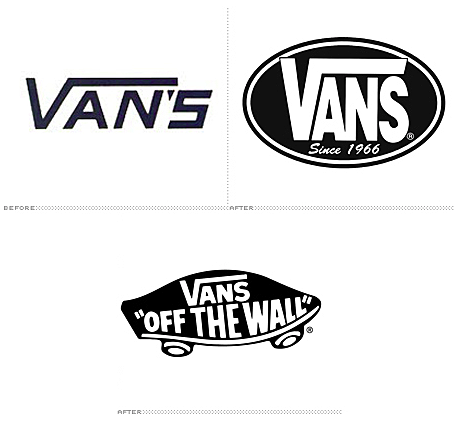 VAN’S, perdeu o apóstrofe e depois ganhou um logotipo radical com o slogan “Vans Off The Wall”