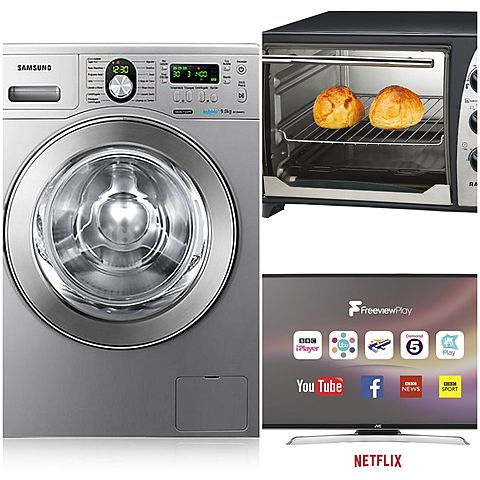 Smart tv. Lavarropas automático. Horno eléctrico.  Microondas.