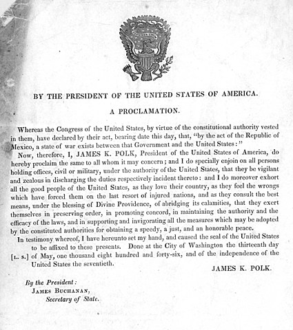The United States Congress Declares war on Mexico