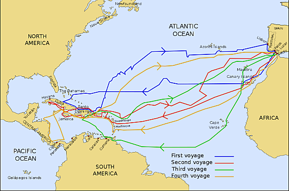 Columbus began his exploration of the New World