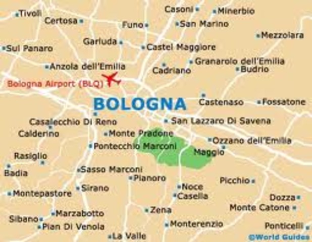 He traveled to Bologna.