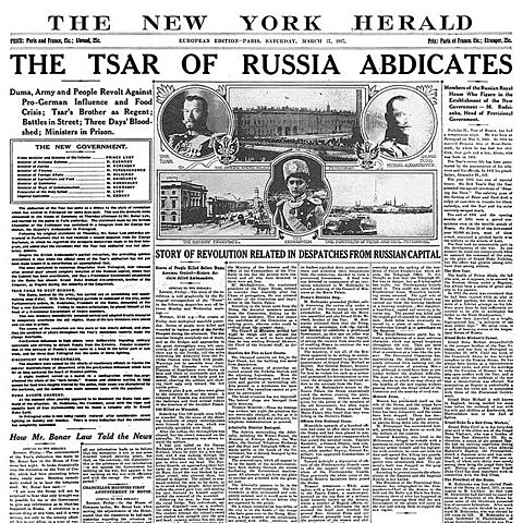 Abdication of Czar Nicholas II/ Est. of Provisional Government