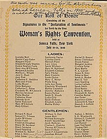 Women: Seneca Falls Declaration of Sentiments and Resolutions is signed