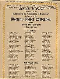 Women: Seneca Falls Declaration of Sentiments and Resolutions is Signed
