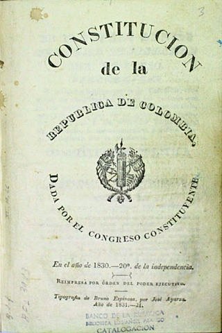 Promulgada Constitución de la República de Colombia.