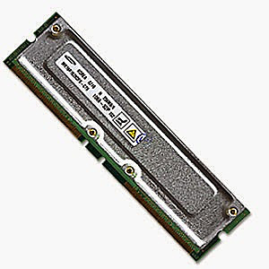RIMM – "Rambus In Line Memory Module, tipo de módulo de memória usada pelas memorias com tecnologia Rambus." Esta tecnologia consiste na transmissão de poucos bits porem com um clock muito elevado.  Esta foi lançada em 2001.