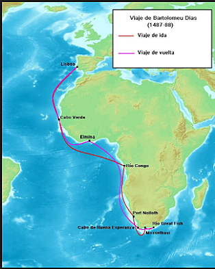 Dias of Portugal sails to Africa's southern tip