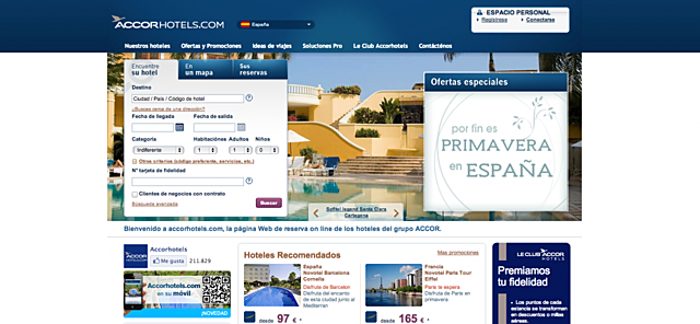 Apertura de la página web de Accor, accorhotels.com