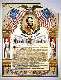 Emancipation Proclamation goes into effect– emancipating slaves under Confederate control