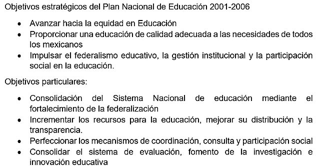 Plan Nacional de Educación 2001-2006