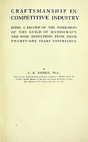 Publicació del llibre "Craftsmanship in Competitive Industry" per C.R. Ashbee
