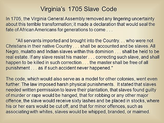 Virginia Slave Code of 1705