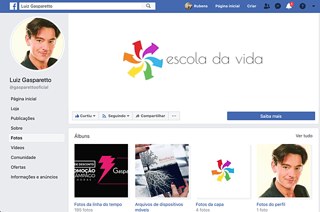 Página Oficinal do Gasparetto no Facebook