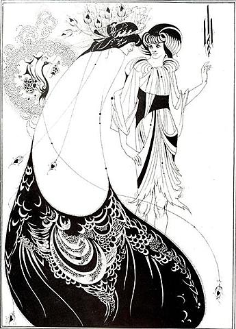 Ilustración "The Peacock Skirt". Aubrey Beardsley
