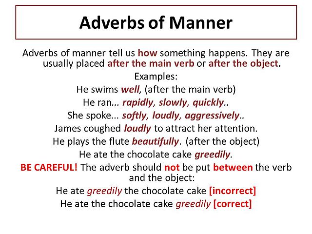 Adverbs of Manner