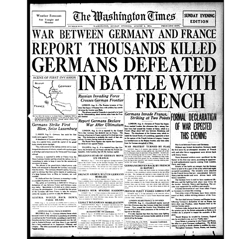 Washington Times "Declared war" in papers